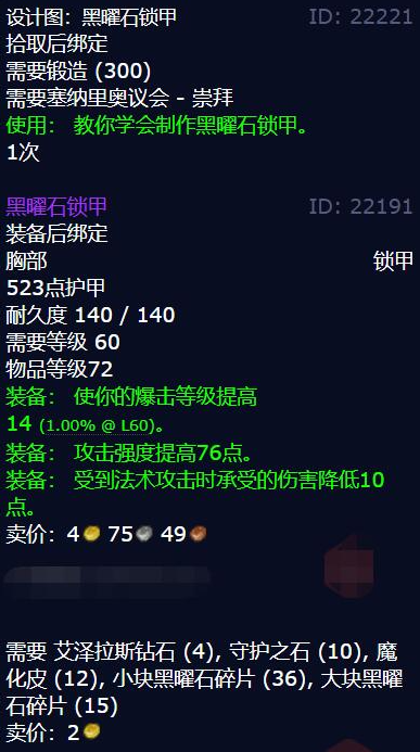 装备制作材料展示