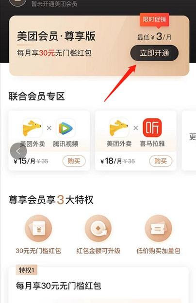 开通会员选项截图