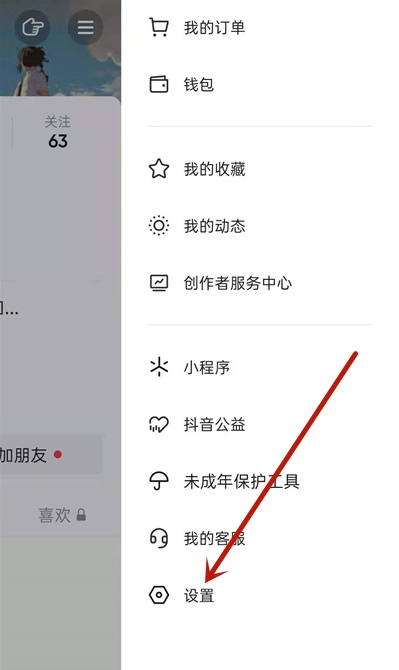 抖音设置界面