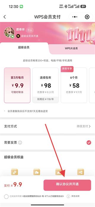 金山文档超级会员订购页面